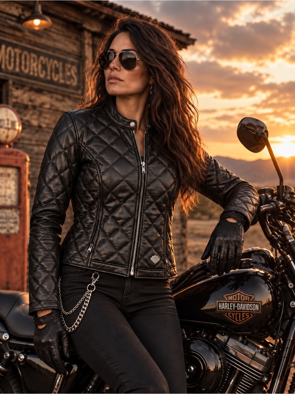 Harley Davidson Moto Motorcycle Leather Jacket Women’s Medium Quilted Black